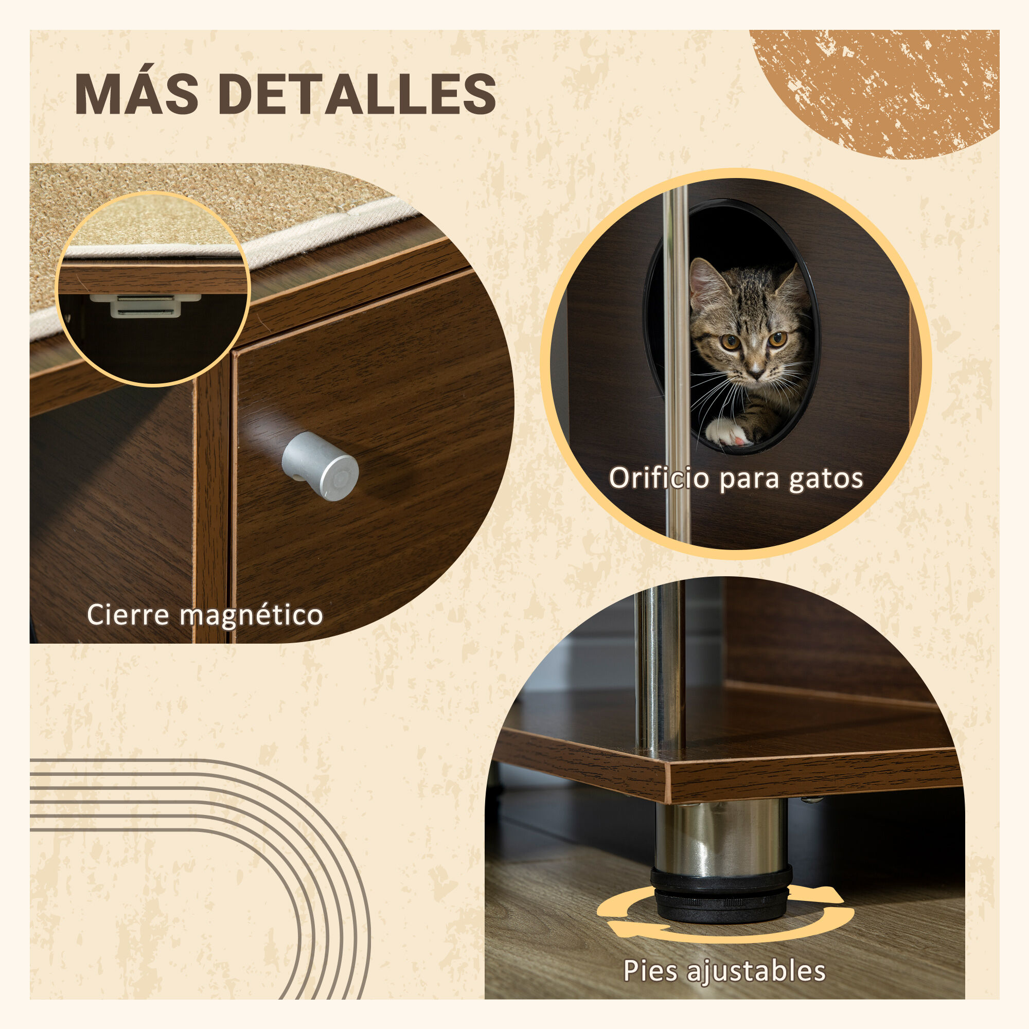 PawHut Mueble Arenero para Gatos Mesa Auxiliar con Coj&iacute;n, , large Imagen numero 4