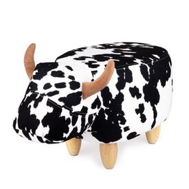 Taburete con forma de vaca estampada color Blanco/Negro 