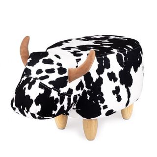 Taburete con forma de vaca estampada color Blanco/Negro 