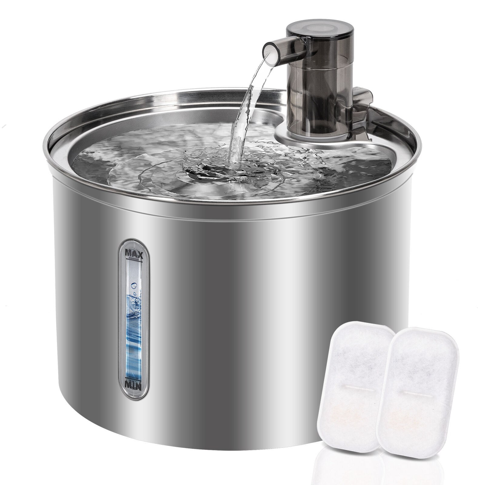Nobleza - 2.5L Fuente para Gatos Acero Inoxidable, Fuente Gato Silenciosa - Fuente de Agua para Perros, Bebedero Silencioso con Triple Filtraci&oacute;n, Apto para Gatos, Perros y Mascotas, , large Imagen numero 2