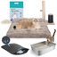 Nobleza Kit de Inicio para Gatos: Arenero de Acero Inoxidable, Alfombra Antideslizante, Arena de Tofu 2.5kg, Rascador con Sisal y Cama Lavable, , large indicador imagen numero 1