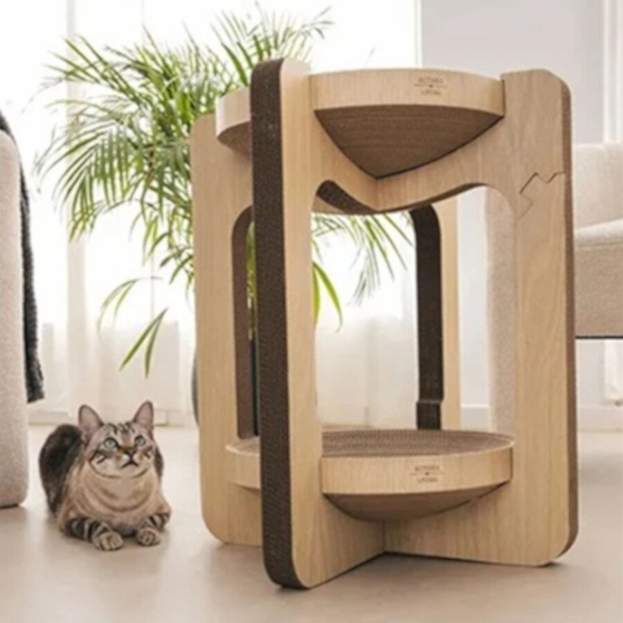Althea Living - Rascador torre para gatos, cart&oacute;n corrugado, 2 alturas, reversible, , large Imagen numero 4