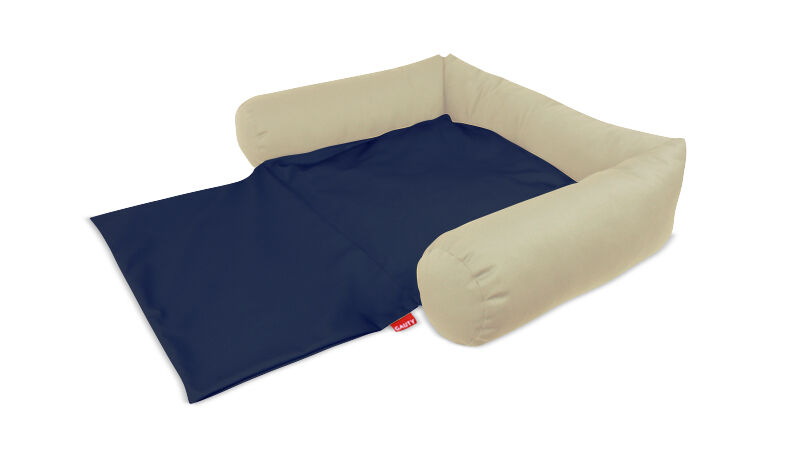 Gauty Cama para Perros y Gatos  Tela de sarga - Beige y azul oscuro, , large Imagen numero 1