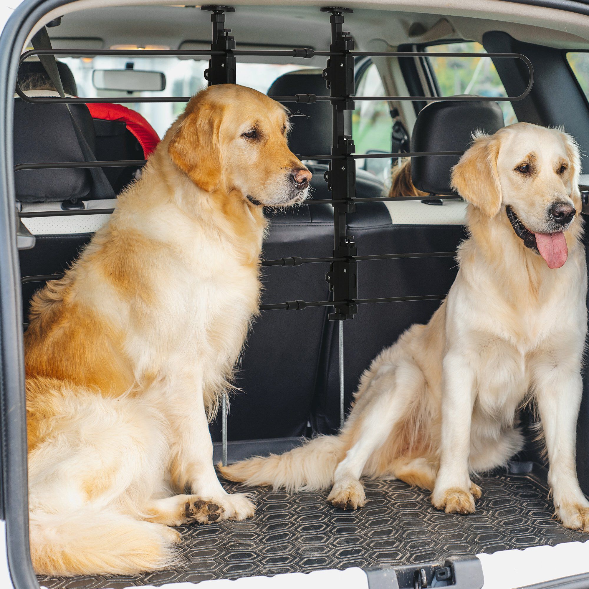 PawHut Barrera Protectora de Coche para Perros Ajustable 89-150x9x76-124 cm Rejilla Separadora para Maletero Coche Universal Reja de Seguridad de Acero Negro., , large Imagen numero 2