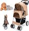COSTWAY Cochecito para Mascotas Plegable, Cochecito de Mascotas de 4 Ruedas para Gatos/Perros, Carrito para Gatos con Cesta de Almacenamiento para Mascotas, Ventana de Malla, impermeable (Beige), , large indicador imagen numero 1