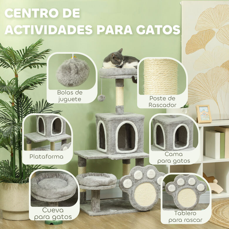PawHut Árbol Rascador gris claro para Gatos thumbnail