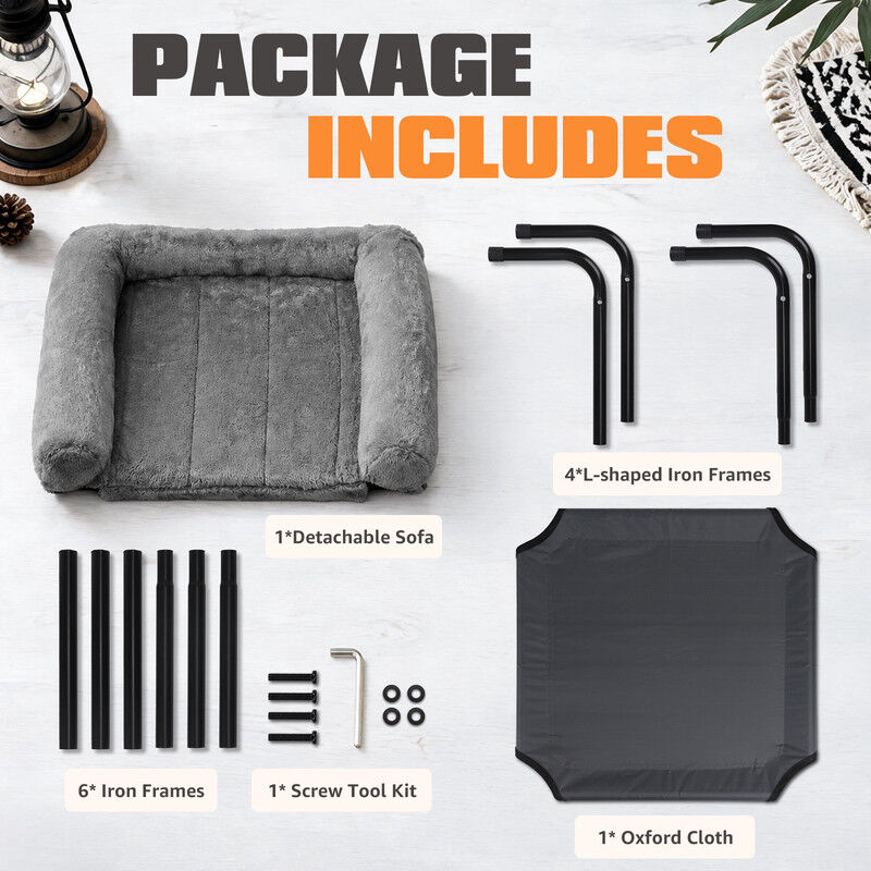 Nobleza Cama Elevada Sof&aacute; para Perros (XL-122*71*32cm) - Cama 2 en 1 Invierno/Verano con Coj&iacute;n de Felpa Desmontable, Cama T&eacute;rmica y Transpirable para Exterior e Interior, Gris, , large Imagen numero 9