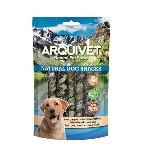 Arquivet snacks natural twist con piel de bacalao enrollado para perros, , large Imagen numero 1