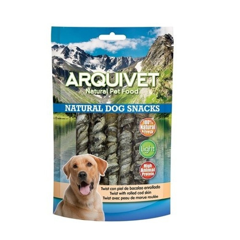Arquivet snacks natural twist con piel de bacalao enrollado para perros, , large image number null