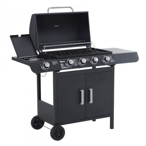 Barbacoa de Gas con 5 Quemadores de Acero Inoxidable Fog&oacute;n y Parrilla con Tapa y Ruedas, , large Imagen numero 2
