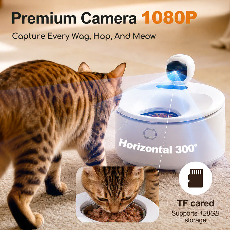 Nobleza Comedero Autom&aacute;tico para Gatos y Perros con C&aacute;mara HD (5 Cuencos) - Dispensador de Comida H&uacute;meda y Seca con Refrigeraci&oacute;n de 3 D&iacute;as, Control por App, Bol de Acero Inoxidable Lavable y Sensor Anti-Atascamiento, , large Imagen numero 3