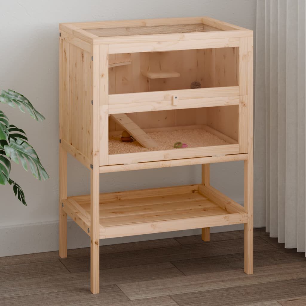 VidaXL Jaula de madera maciza con dos niveles para hámsteres thumbnail