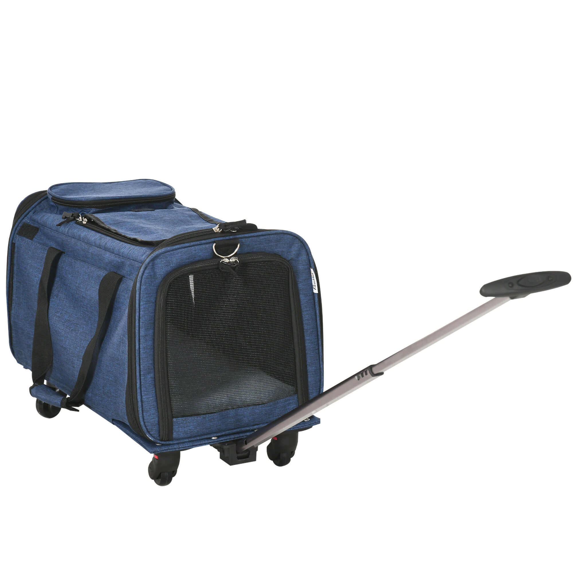 PawHut 4 en 1 Transportadora para Mascotas con Ruedas Carrito para Mascotas Bolsa de Transporte para Perros Gatos con Asa Telesc&oacute;pica de Aluminio 50x31x37 cm Azul, , large Imagen numero 1