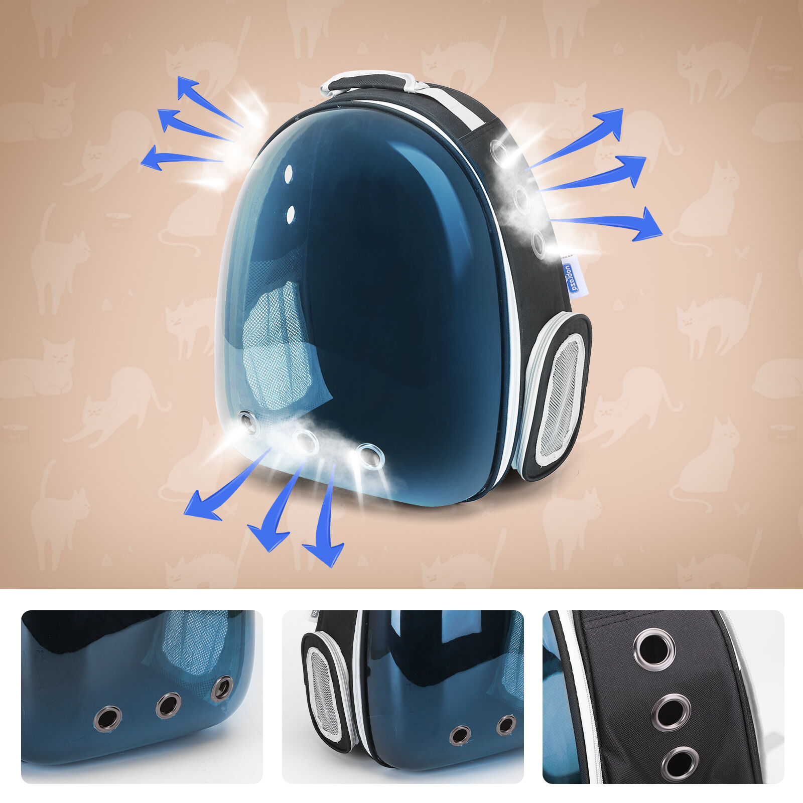 Nobleza-Mochila para Perros, Mochila Gato Transparente, Mochila Expansible Aprobada por Las Aerol&iacute;neas para Perros Peque&ntilde;os, para Paseos, Senderismo o Camping, , large Imagen numero 3