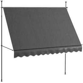 Outsunny Toldo Manual Retráctil Con Manivela Gris Oscuro Para Jardín 