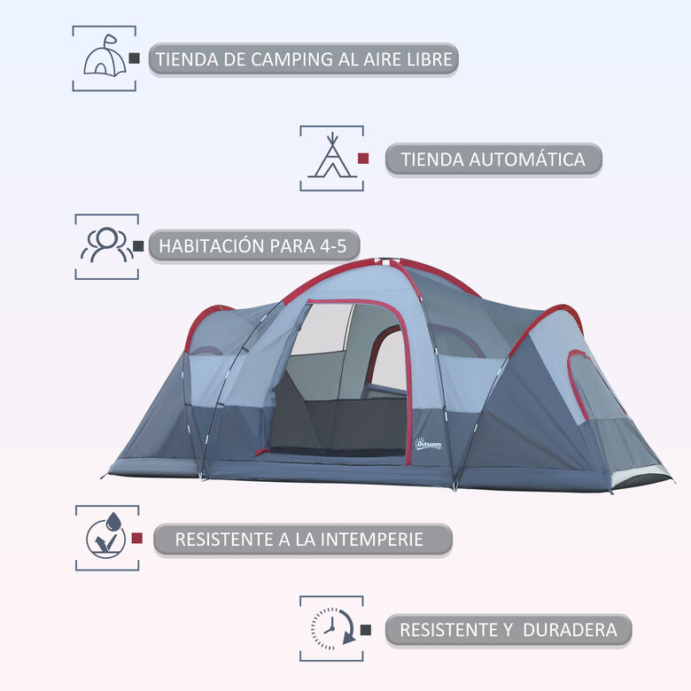 Outsunny Tienda de camping grande gris con bolsa de Transporte thumbnail