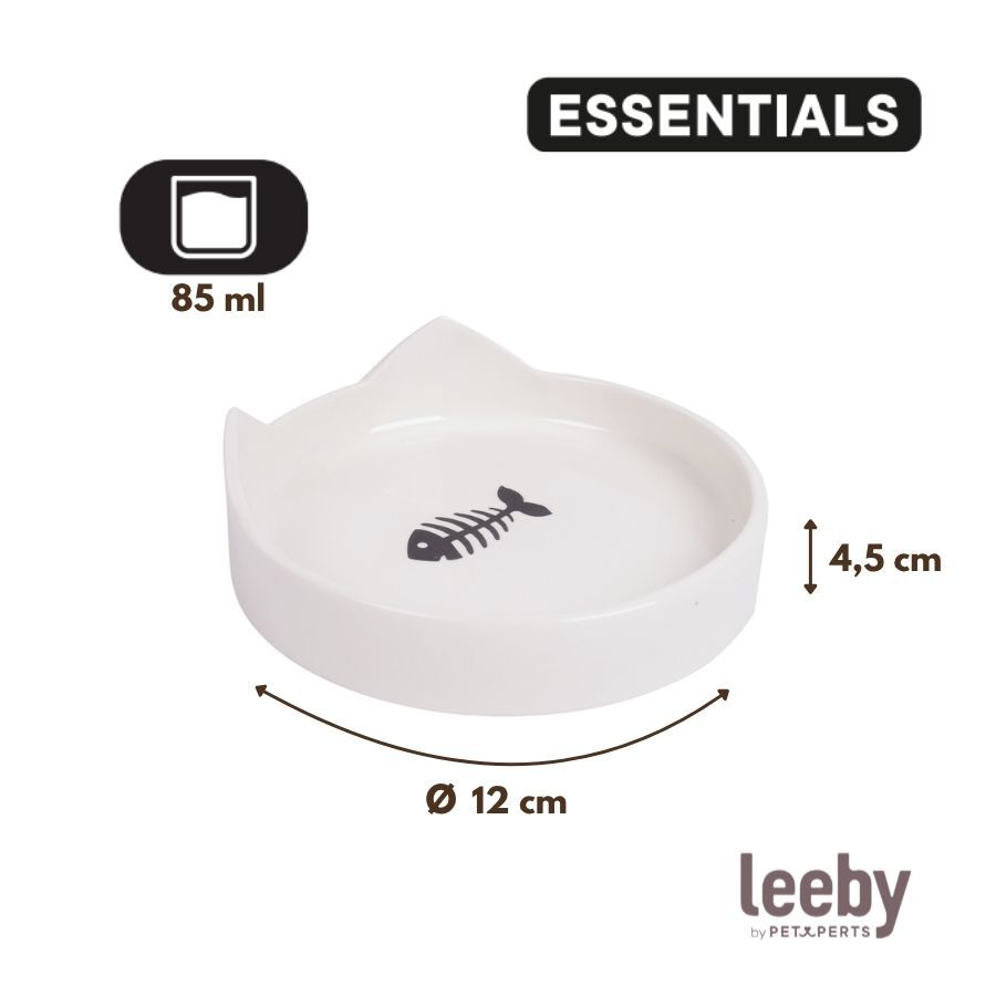 Leeby Comedero de Cer&aacute;mica Blanco con Orejitas para gatos, , large Imagen numero 4