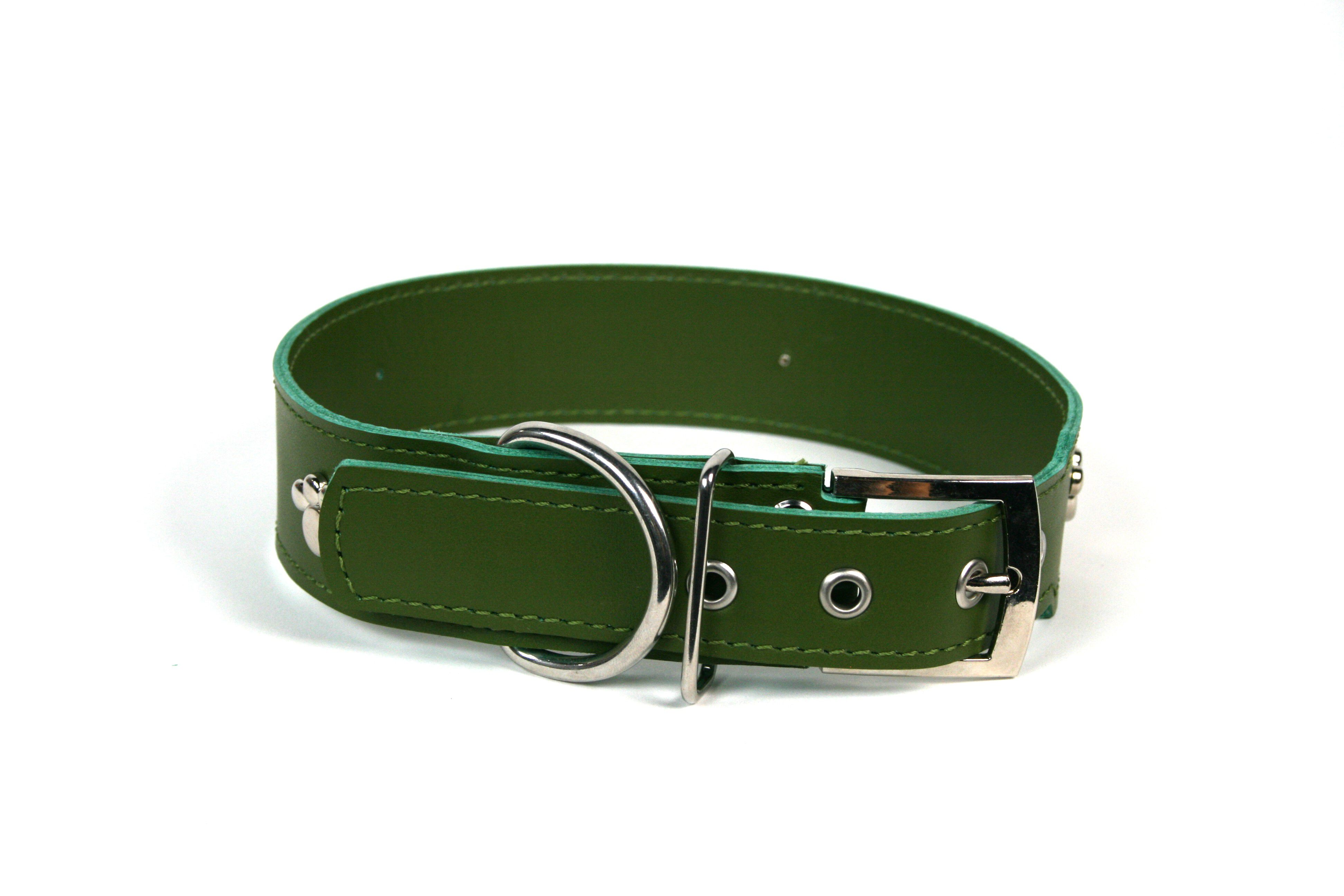 COLLAR DE PIEL VERDE CON  HUELLA, , large Imagen numero 2