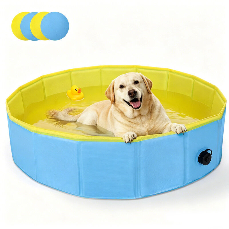 Nobleza Piscina Plegable para Perros 120x30 cm &ndash; Ba&ntilde;era Antideslizante con Paneles de PP R&iacute;gido &ndash; Ideal para Mascotas Medianas &ndash; Azul y Amarillo, , large Imagen numero 7