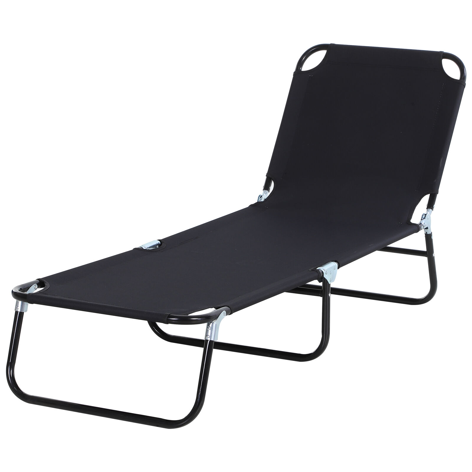 Outsunny Tumbona Plegable Reclinable con &Aacute;ngulo Ajustable de 5 Posiciones para Jard&iacute;n Exterior Piscina Terraza Camping Carga 120 kg 188x56x28 cm Negro, , large Imagen numero 1