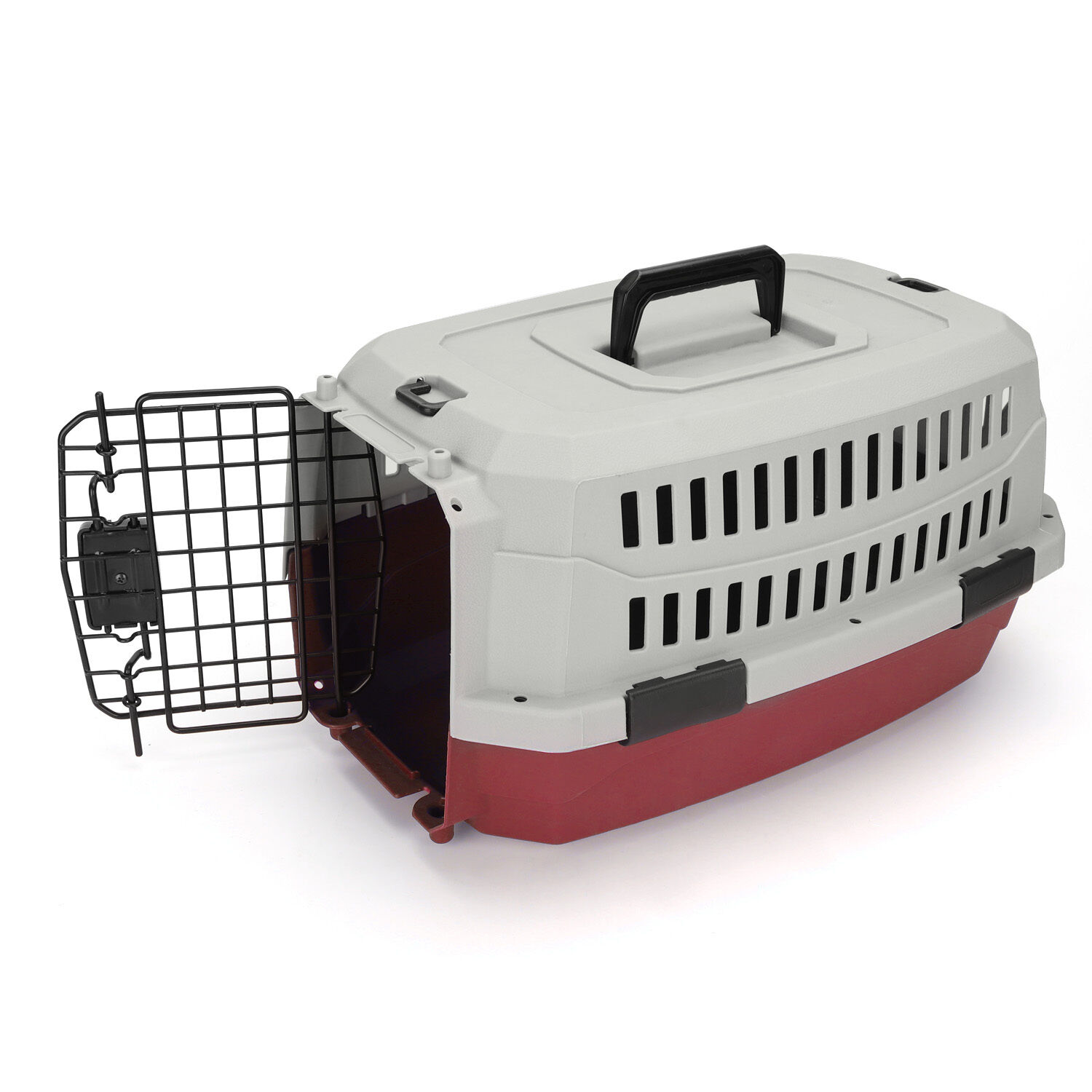 Nobleza Transportin de Plástico Rojo y Gris para perros y gatos thumbnail