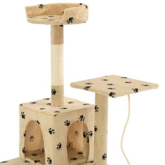 Rascador de sisal con poste para gatos color Beige Huellas, , large image number null