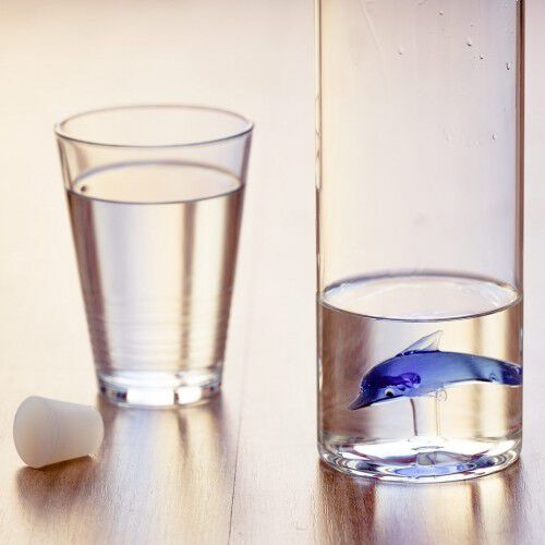 Botella de vidrio para agua con figura de un delf&iacute;n color Blanco, , large Imagen numero 3