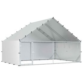 vidaXL Gallinero con Techo Plateado Acero Galvanizado Casa para Pollos Recinto