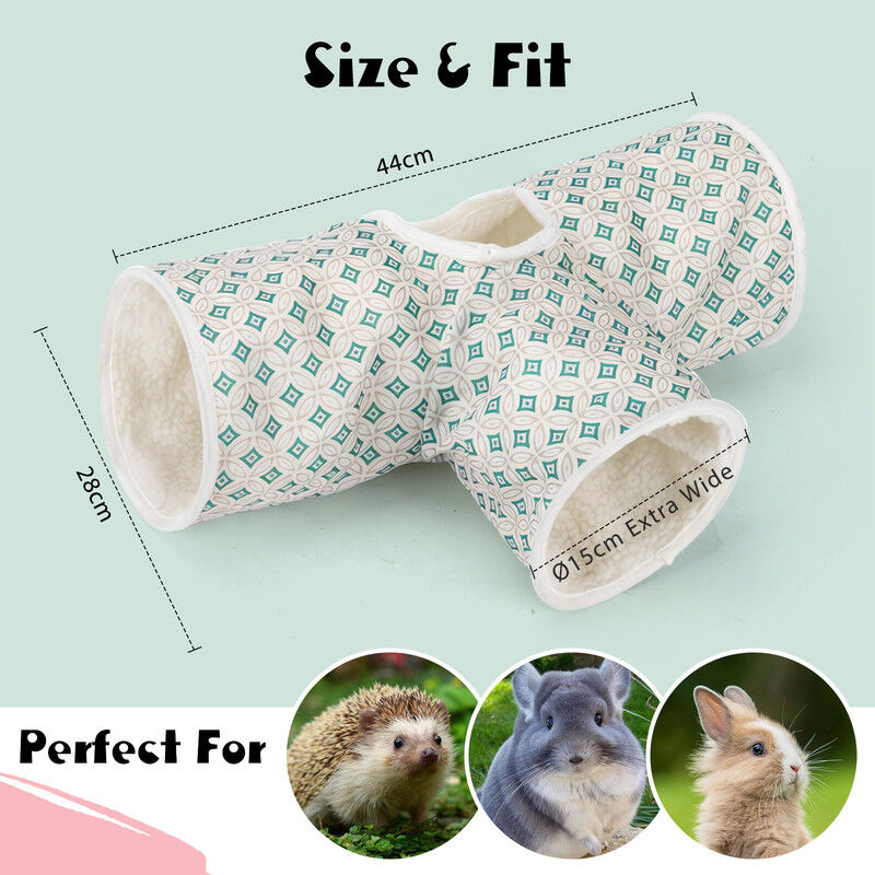 Nobleza T&uacute;nel para Cobayas y Conejos de 3 V&iacute;as &ndash; Resistente a Mordeduras, Tela Oxford, Plegable &ndash; Juguete Interactivo para Ratas, Chinchillas y Hurones &ndash; &Oslash;15 x 45 cm, Blanco y Verde, , large Imagen numero 3