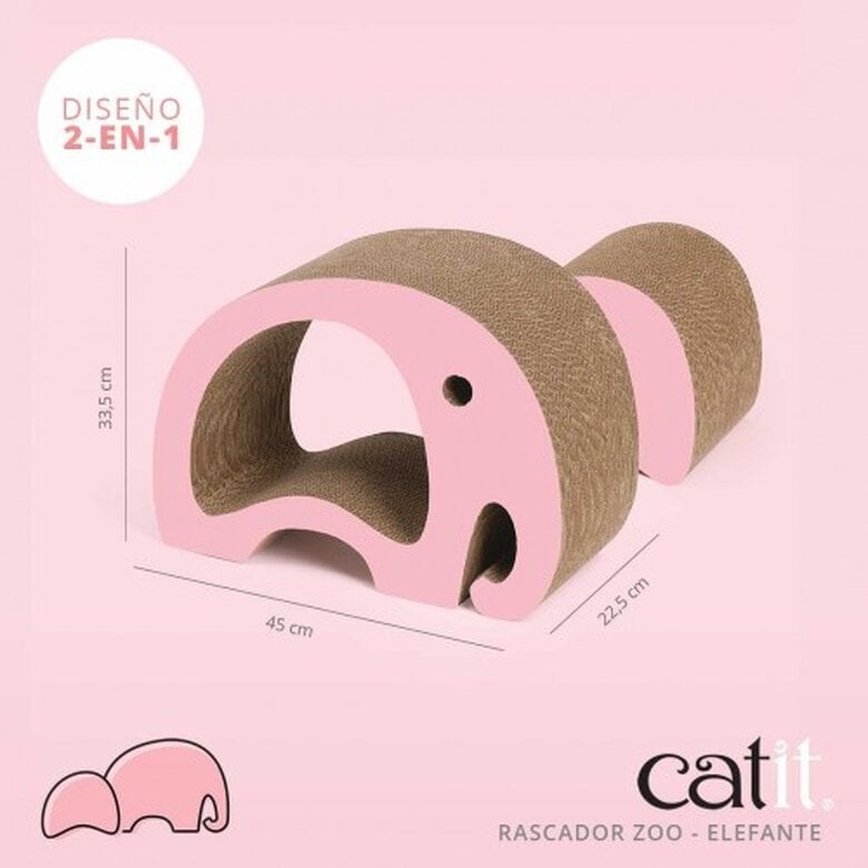 Rascador Zoo 2 en 1 en forma de Elefante para gatos color Rosa, , large image number null