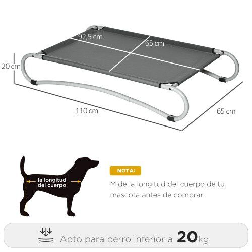 Pawhut cama elevada de interior y exterior gris para perros peque&ntilde;os, , large Imagen numero 2