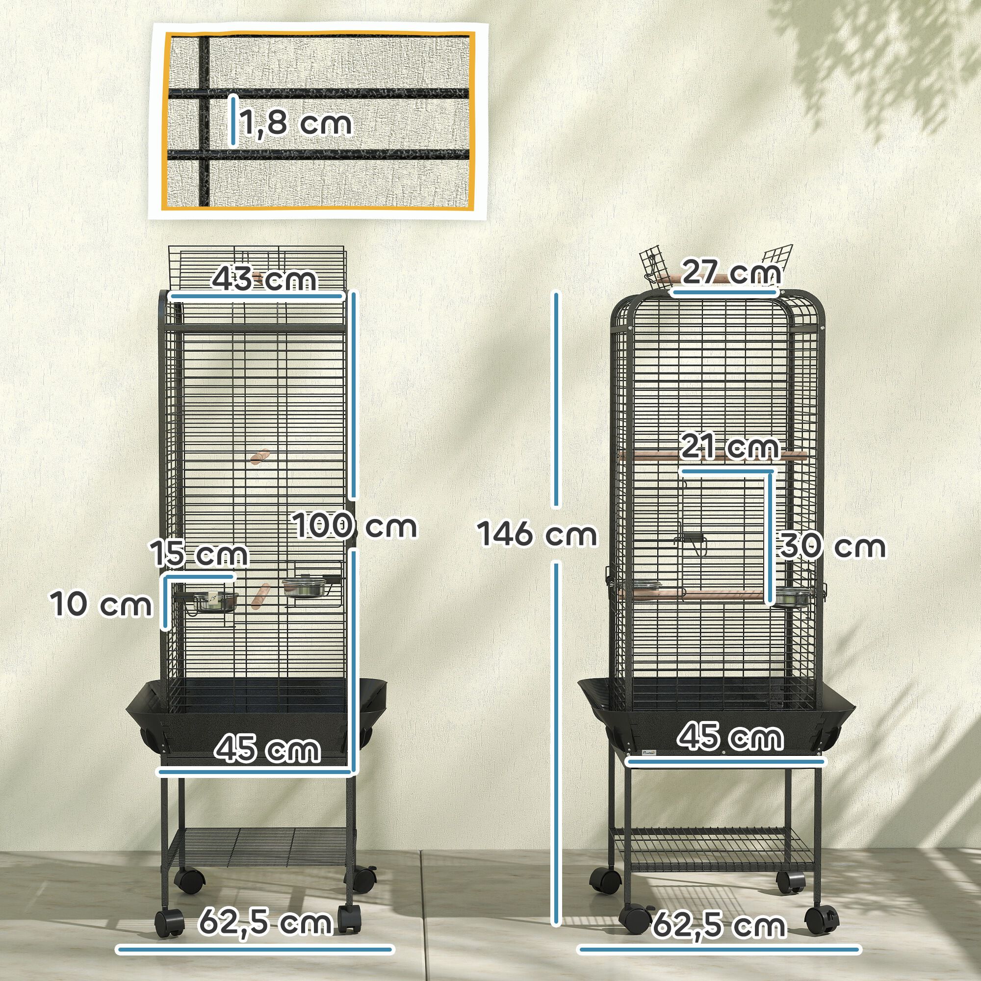 PawHut Jaula Gris para Pájaros thumbnail