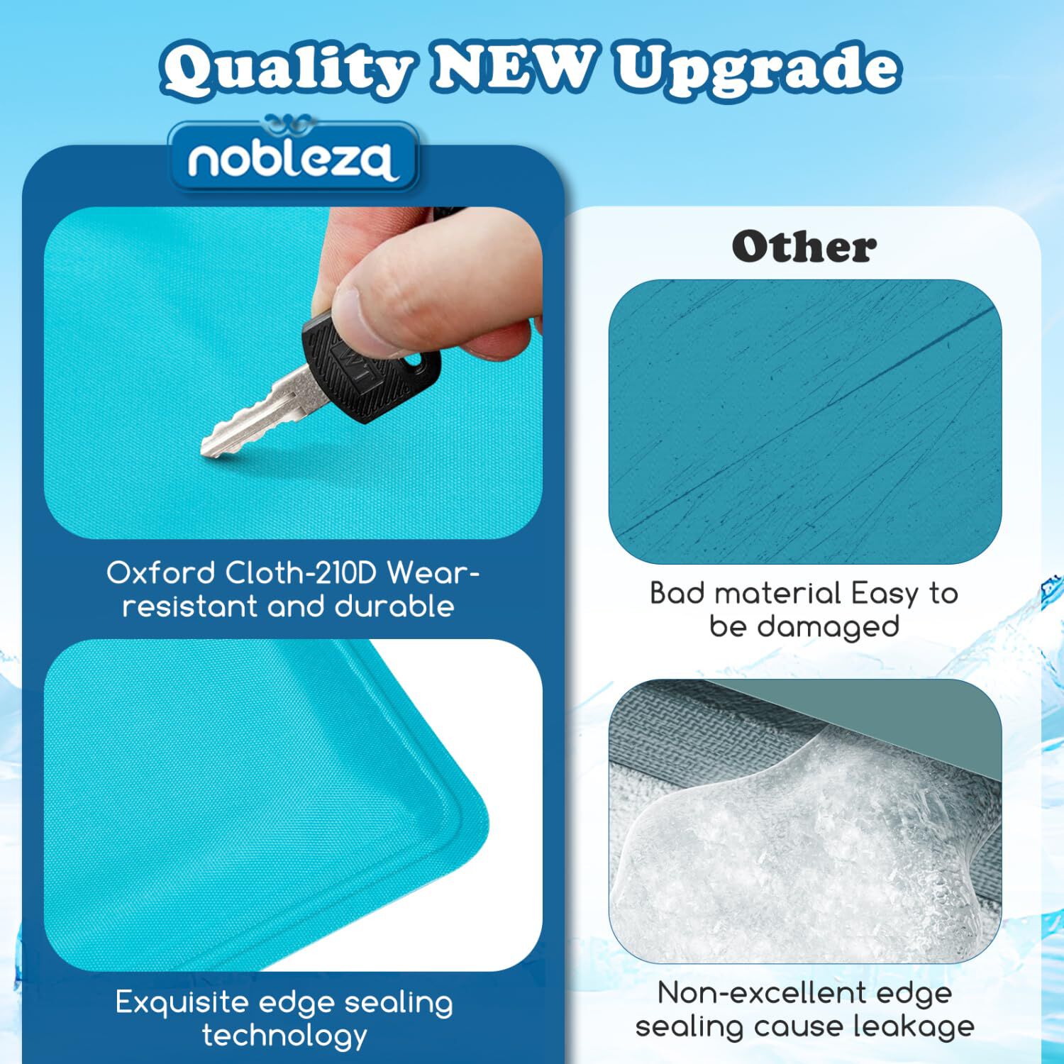 Nobleza Alfombrilla Refrescante para Perros y Gatos &ndash; Estampado, Gel Activado por Presi&oacute;n, Auto-refrigerante &ndash; Tama&ntilde;o: 110x70 cm &ndash; Azul Claro, , large Imagen numero 4
