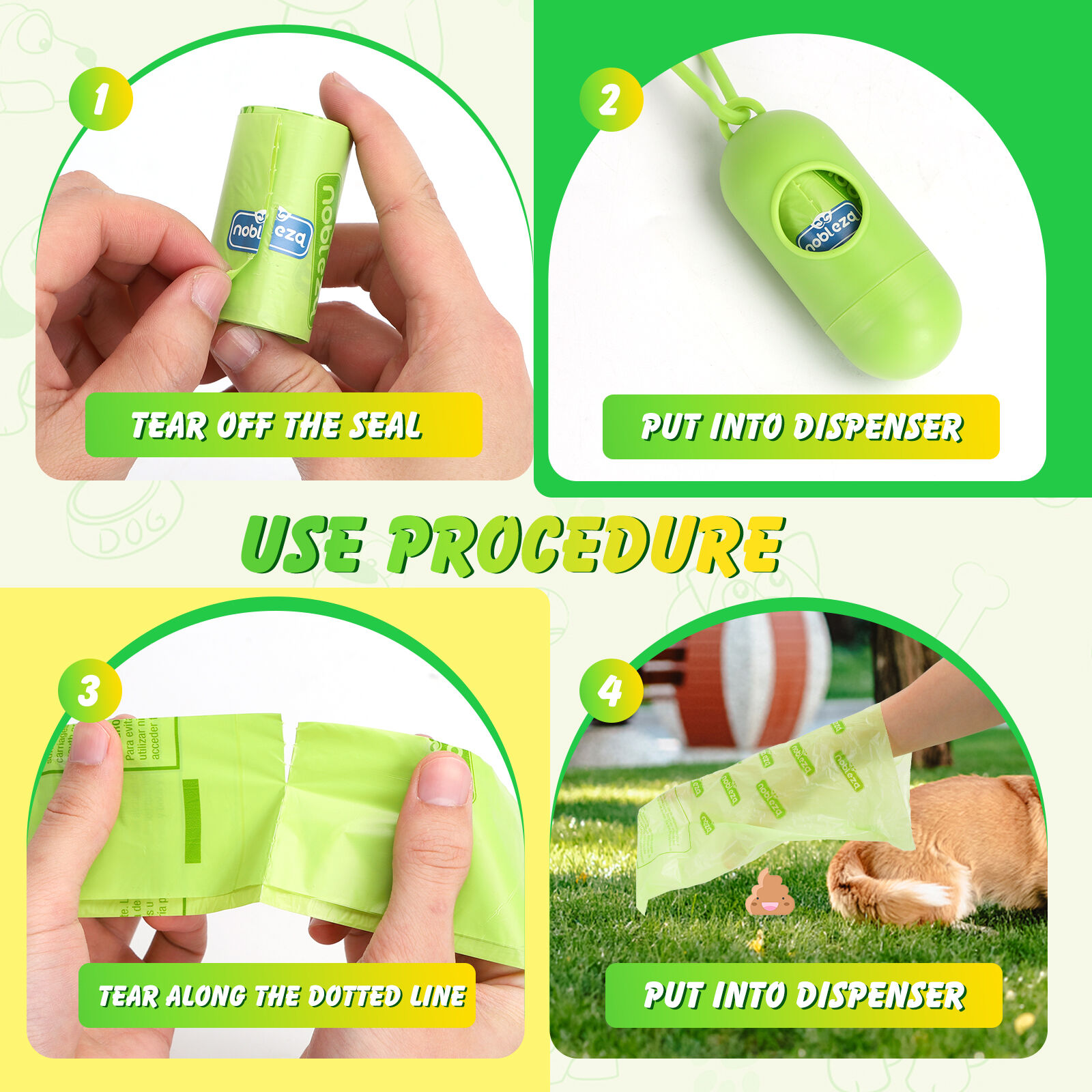 Nobleza Bolsas Biodegradables extragruesas con dispensador para cacas de perro thumbnail