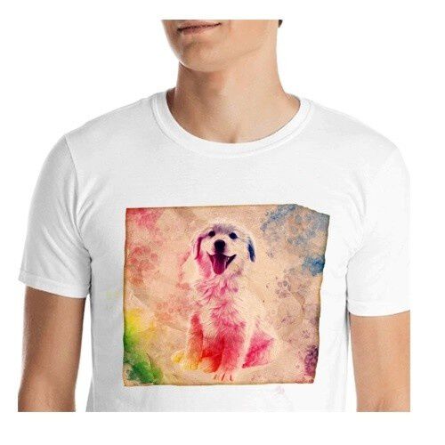 Mascochula camiseta hombre lienzo personalizada con tu mascota blanco thumbnail
