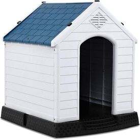 COSTWAY Casa para Perros de Plástico 70x65x71,5 centímetros para Jardín Interior y Exterior Caseta para Perro con Suelo Elevado