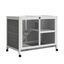 PawHut Conejera de Madera con Ruedas 91,5x53,3x73 cm Jaula para Conejos de 2 Niveles con Techo Abatible Bandeja Extraíble y Rampa Gris, , large indicador imagen numero 1