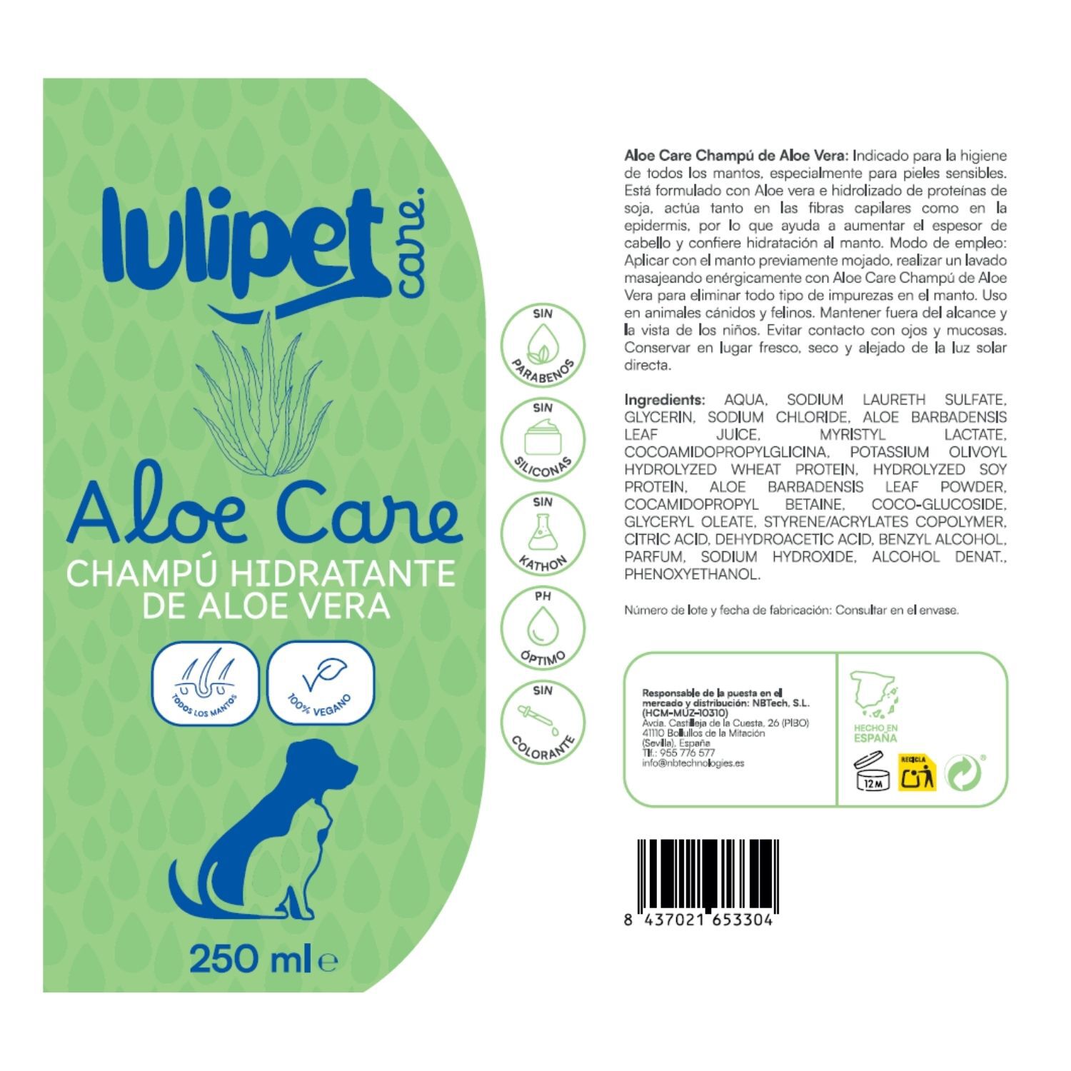 Champ&uacute; Aloe Care - Champ&uacute; de aloe vera 250 ml, , large Imagen numero 2