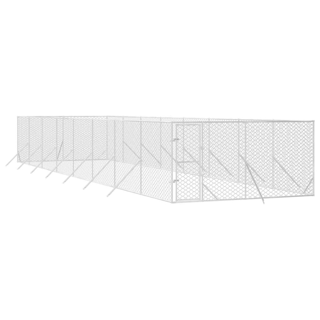vidaXL Perrera de exterior acero galvanizado plateado 4x4x2 m, , large Imagen numero 45