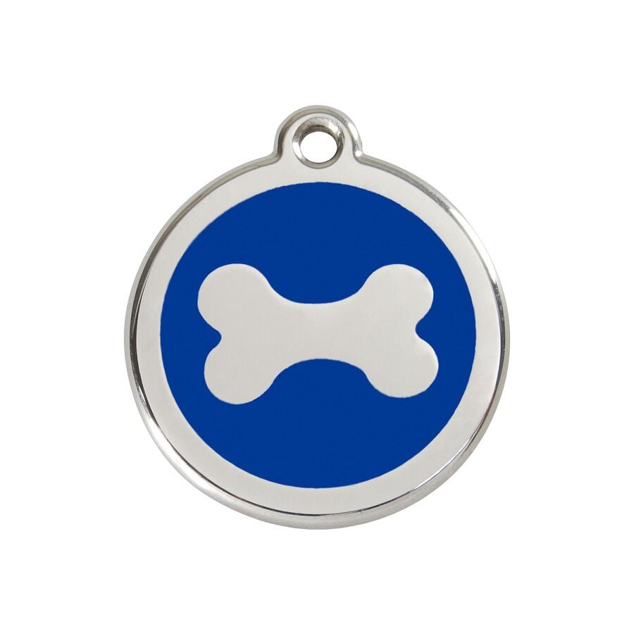 Placa identificativa Acero Inoxidable Esmalte Hueso Azul para perros, , large Imagen numero 1