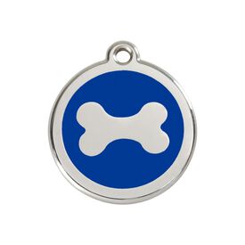 Red Dingo Placa identificativa Acero Inoxidable Esmalte Hueso Azul para perros