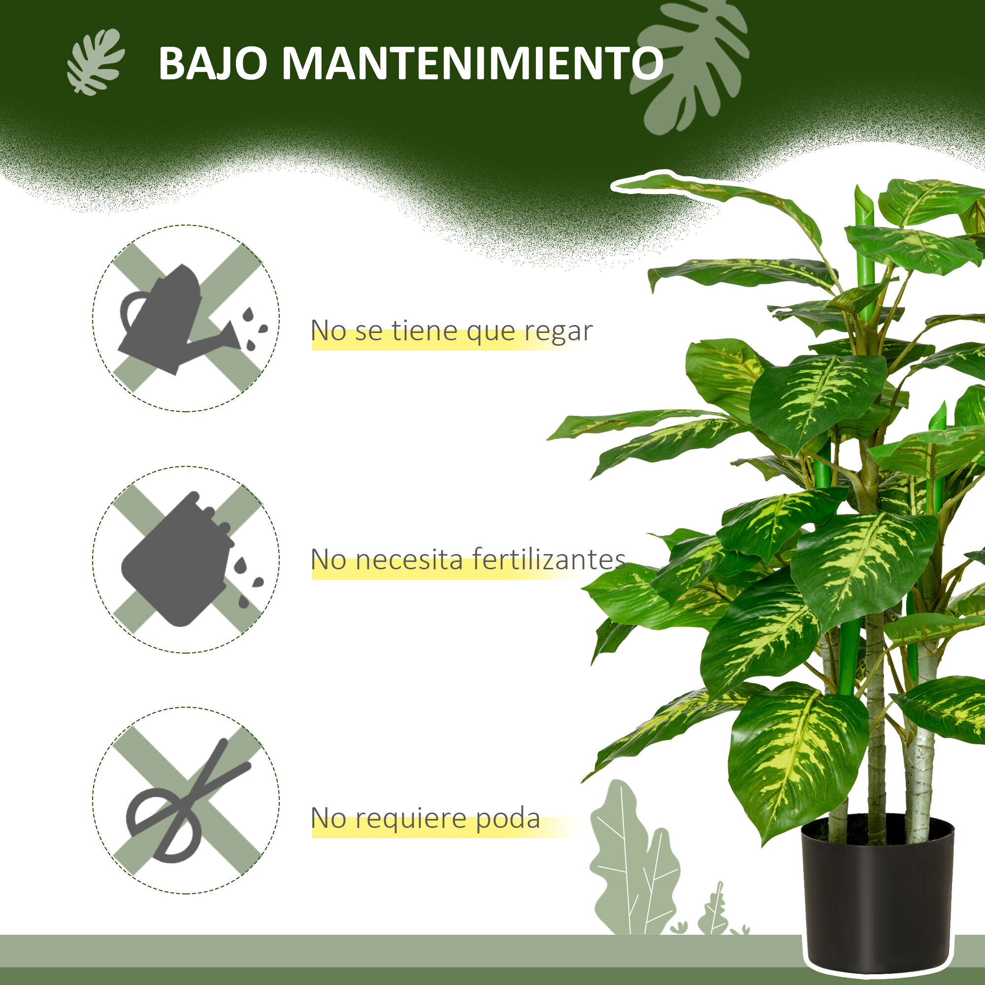 HOMCOM Plantas artificiales verde para hogar thumbnail