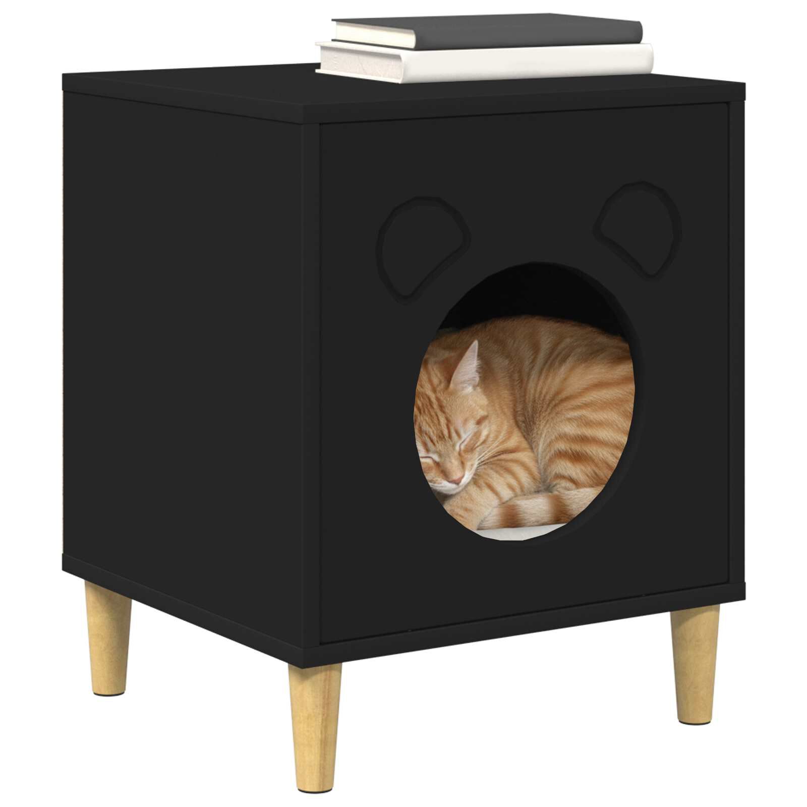 vidaXL Casa para Gatos Negro 42,5 x 40 x 53 cm Madera de ingenier&iacute;a, , large Imagen numero 3
