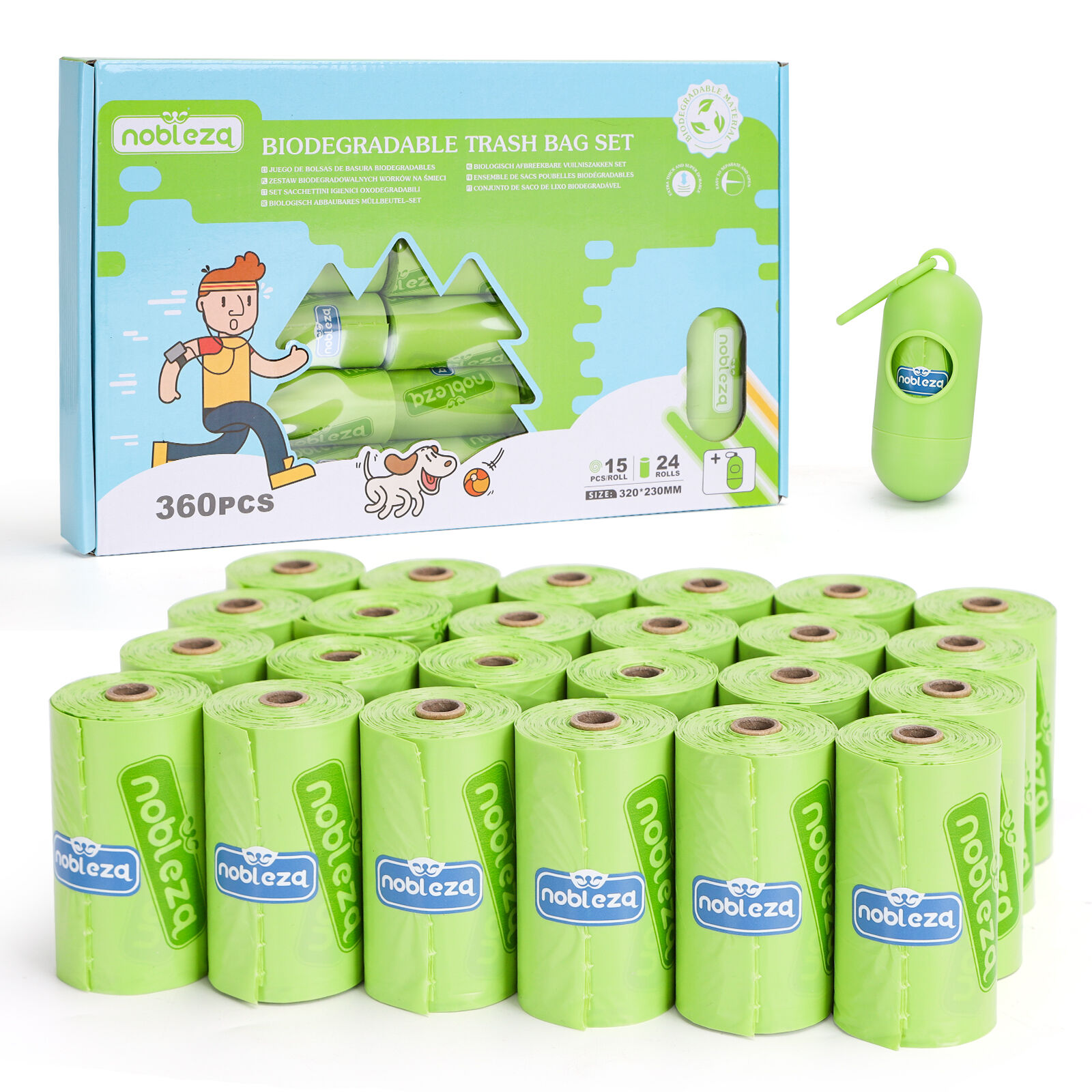 Nobleza Bolsas Biodegradables extragruesas con dispensador para cacas de perro thumbnail