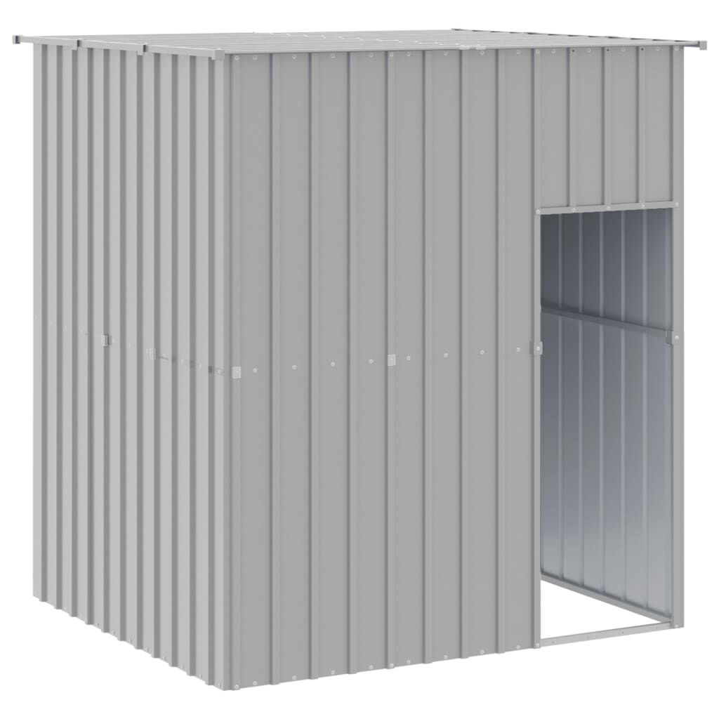 vidaXL Caseta perros tejado acero galvanizado gris claro 165x153x181cm, , large Imagen numero 1