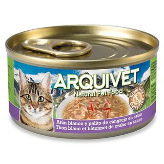 Comida húmeda Arquivet para gatos sabor atún blanco y cangrejo