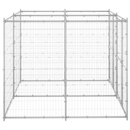 Vidaxl perrera con puertas de bisagra plateado para perros, , large Imagen numero 20