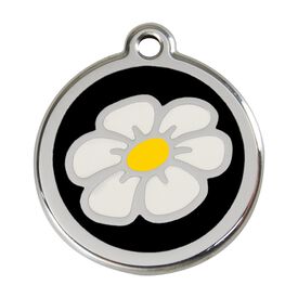Red Dingo Placa identificativa Acero Inoxidable Esmalte Margarita Negro para perros