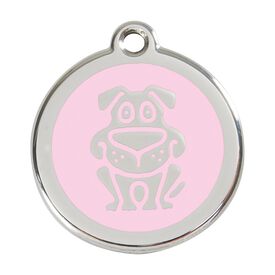 Red dingo Placa identificativa Acero Inoxidable Esmalte Perro Rosa para perros