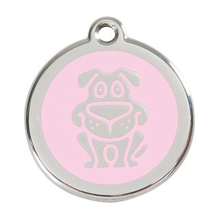 Red dingo Placa identificativa Acero Inoxidable Esmalte Perro Rosa para perros